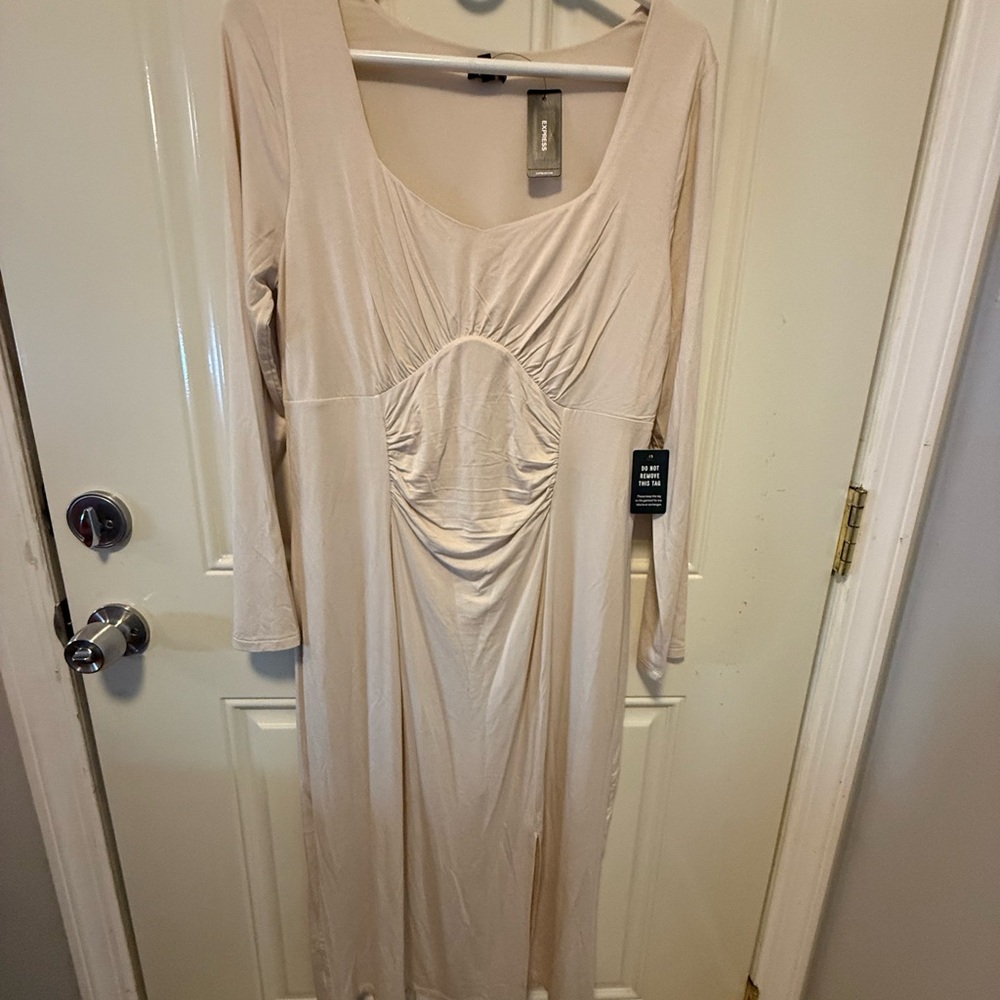 Express Cream Long Sleeve Dress